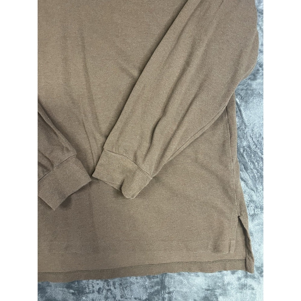 Polo Ralph Lauren Men's XL Brown Solid Long Sleeve Polo Collared Cotton Logo - Picture 7 of 15